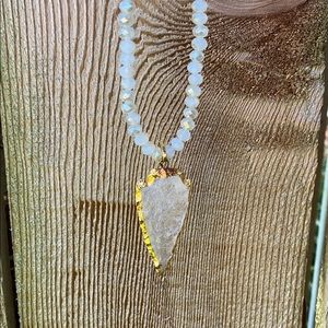 Handmade Beaded Arrowhead Necklace Gold Accents